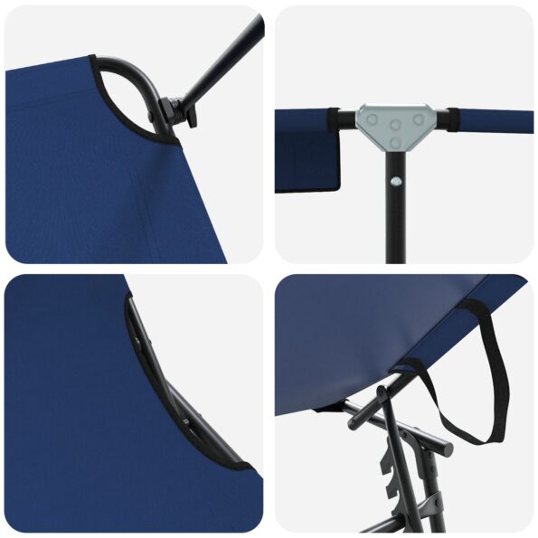 vidaXL Skladacie slnečné lehátko s markízou Modrá 600D Oxford – Obrázok 7
