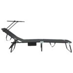 vidaXL skladacie lehátko na slnku s plachtou Čierne 600D Oxford látka – Obrázok 5