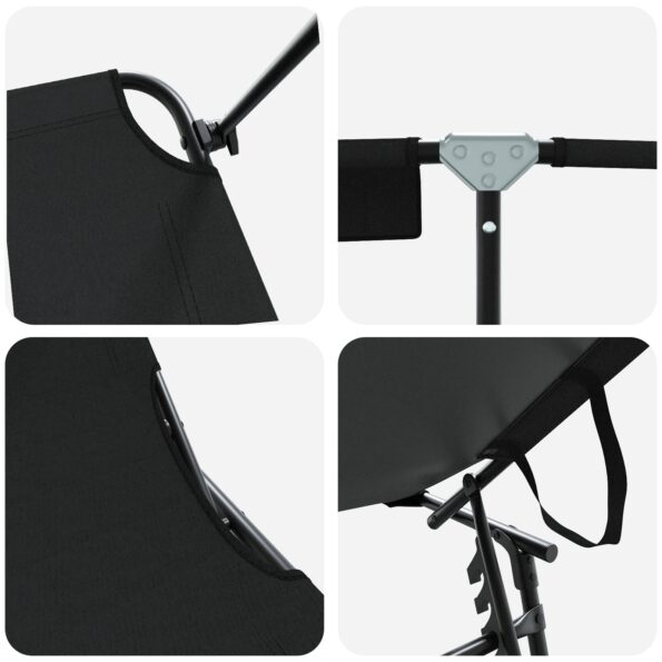 vidaXL skladacie lehátko na slnku s plachtou Čierne 600D Oxford látka – Obrázok 7