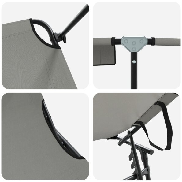 vidaXL skladacie slnečné lehátko s plátenkou Sivé 600D Oxford tkanina – Obrázok 7