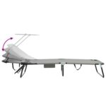 vidaXL skladacie slnečné lehátko s plátenkou Sivé 600D Oxford tkanina – Obrázok 9