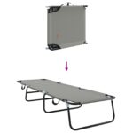 vidaXL Sklopné slnečné ležadlo Prenosné sivé 600D Oxford tkanina – Obrázok 8