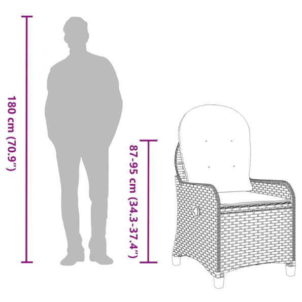 vidaXL Kreslo s poduškou Béžový Poly ratan – Obrázok 12