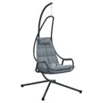 vidaXL visiaca stolička s rámom a vankúšom antracitová oceľ – Obrázok 2