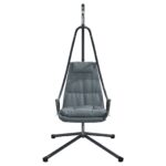 vidaXL visiaca stolička s rámom a vankúšom antracitová oceľ – Obrázok 5