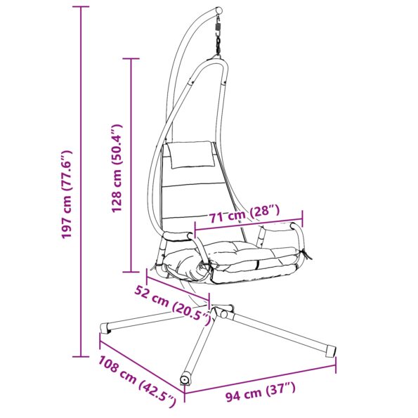 vidaXL visiaca stolička s rámom a vankúšom antracitová oceľ – Obrázok 9