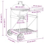 vidaXL Karbónový gril na vozíku s poklopom Čierny 96x72x113 cm Kov – Obrázok 10