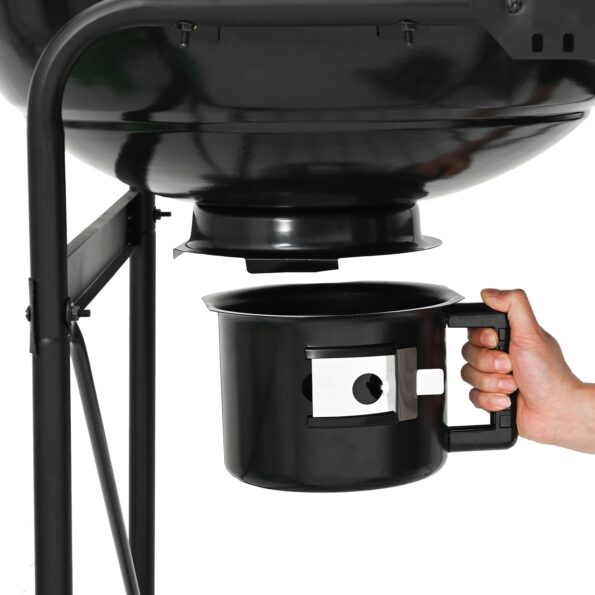 vidaXL Karbónový gril na vozíku s poklopom Čierny 96x72x113 cm Kov – Obrázok 8