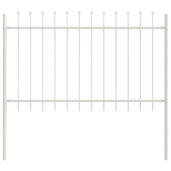 vidaXL Záhradný plot s hrotmi Biela 1,7x1,2 m Oceľ – Obrázok 2