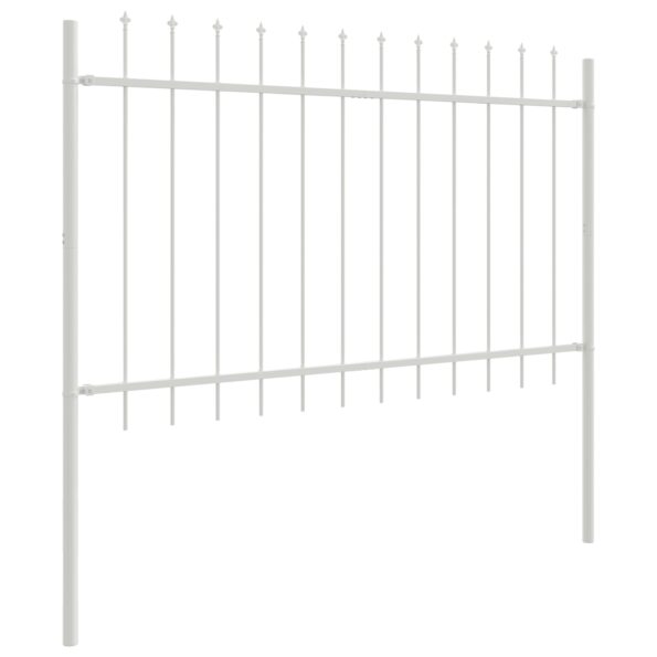 vidaXL Záhradný plot s hrotmi Biela 1,7x1,2 m Oceľ – Obrázok 3
