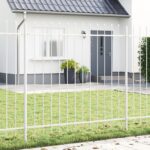 vidaXL Záhradný plot s hrotmi Biela 1,7x1,5 m Oceľ
