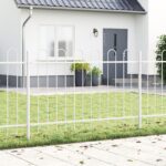 vidaXL Záhradný plot s oblúkovým vrchom Biela 1,7x0,8 m Oceľ