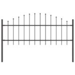 vidaXL Záhradný plot s hoop vrchom, šedý, 1,7x0,75 m, oceľ – Obrázok 2