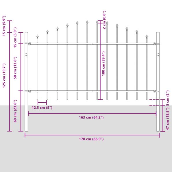 vidaXL Záhradný plot Woerden Sivá 170 x 140 cm – Obrázok 6