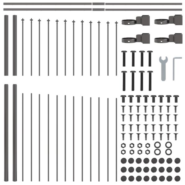 vidaXL Záhradný plot s oblúkovým vrcholom, šedý, 1,7x1,5 m, z ocele – Obrázok 4