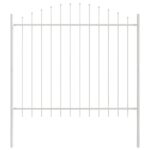 vidaXL Záhradný plot s oblúkovým vrchom, biely, 1,7x1,5 m, oceľ – Obrázok 2