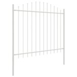 vidaXL Záhradný plot s oblúkovým vrchom, biely, 1,7x1,5 m, oceľ – Obrázok 3