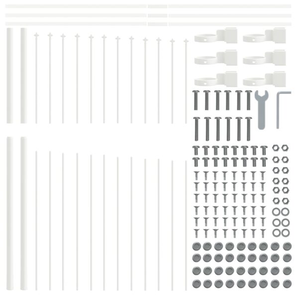 vidaXL Záhradný plot s bielym vrchom, 1,7 x 1,75 m, z ocele – Obrázok 4