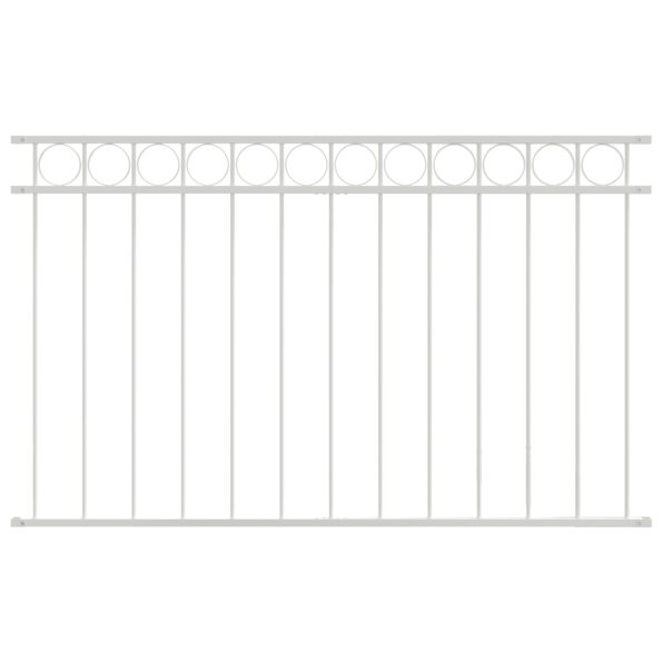 vidaXL plotové panely s kruhom Biela Kov 1,7 x 1 m Odolný – Obrázok 2