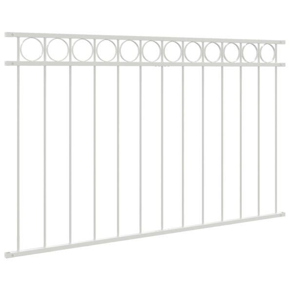 vidaXL plotové panely s kruhom Biela Kov 1,7 x 1 m Odolný – Obrázok 4