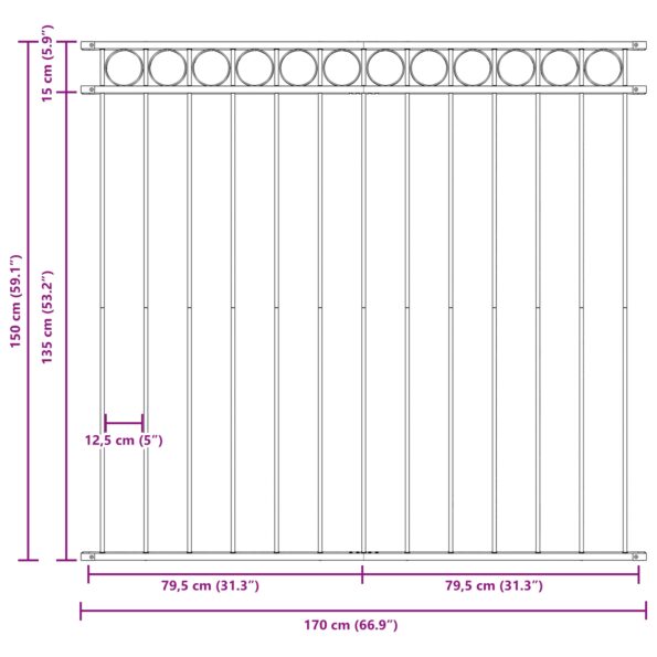 vidaXL Plotový panel biely 1,7x1,5 m z ocele – Obrázok 8