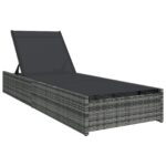 vidaXL Slnečné lehátko Sivé 60x200x27 cm Polyratan – Obrázok 2