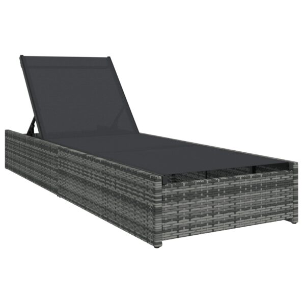 vidaXL Slnečné lehátko Sivé 60x200x27 cm Polyratan – Obrázok 2