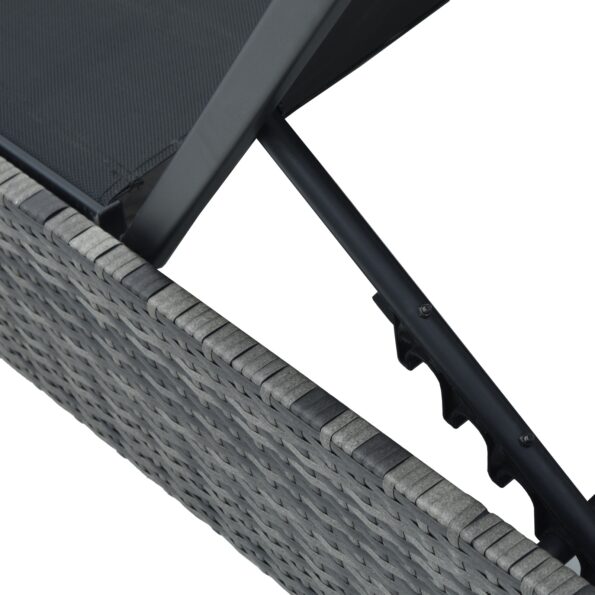 vidaXL Slnečné lehátko Sivé 60x200x27 cm Polyratan – Obrázok 6