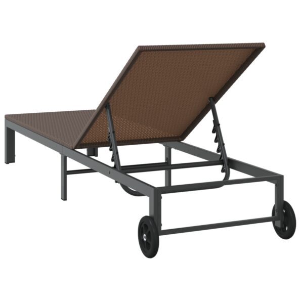 vidaXL Lehátko s kolesami Hnedé z poly ratanom – Obrázok 6