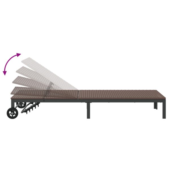 vidaXL Lehátko s kolesami Hnedé z poly ratanom – Obrázok 8