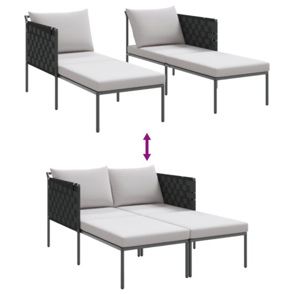 vidaXL Lehátko s vankúšmi pre 2 osoby antracitové 115x153x69,5 cm oceľ – Obrázok 10