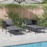 vidaXL Lehátko s vankúšmi pre 2 osoby antracit 115x153x69,5 cm oceľ – Obrázok 3