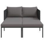 vidaXL Lehátko s vankúšmi pre 2 osoby antracit 115x153x69,5 cm oceľ – Obrázok 6