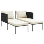 vidaXL Lehátko s vankúšmi pre 2 osoby antracit 115x153x69,5 cm oceľ – Obrázok 4