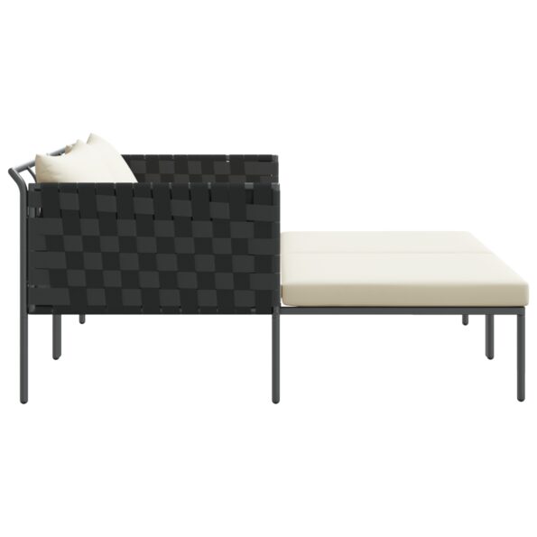 vidaXL Lehátko s vankúšmi pre 2 osoby antracit 115x153x69,5 cm oceľ – Obrázok 7