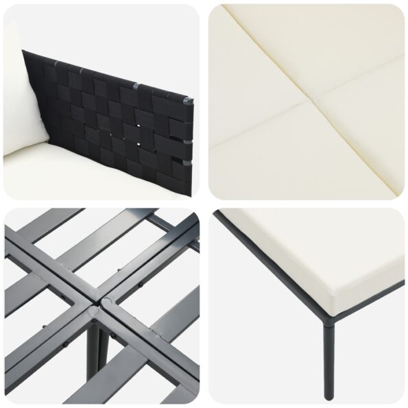 vidaXL Lehátko s vankúšmi pre 2 osoby antracit 115x153x69,5 cm oceľ – Obrázok 9