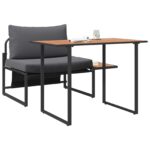 vidaXL 2-dielna záhradná jedálenská sada s jedným kreslom a antracitovými vankúšmi – Obrázok 3