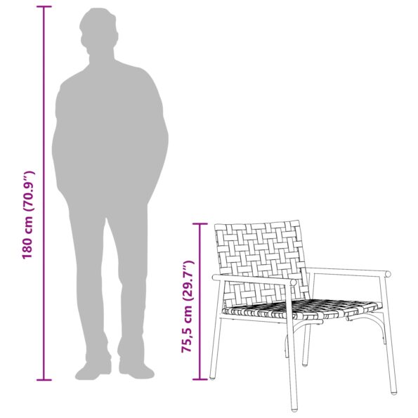 vidaXL Záhradné stoličky 2 ks Čierna 79x56x73,5 cm Poly Ratan – Obrázok 10