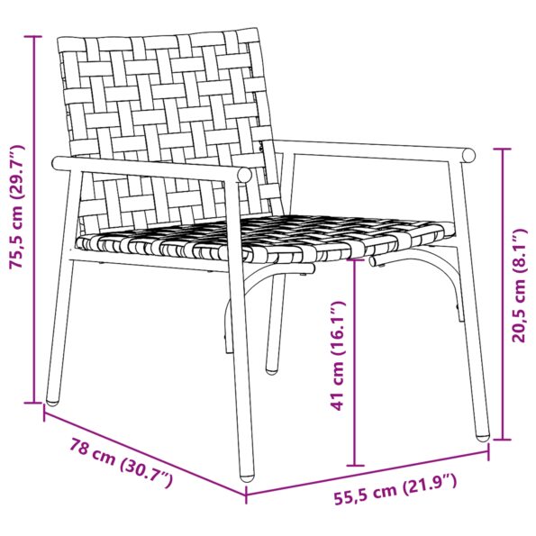 vidaXL Záhradné stoličky 2 ks Čierna 79x56x73,5 cm Poly Ratan – Obrázok 9