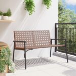 vidaXL Záhradná lavička Čierna 113x79x75 cm Poly Ratan – Obrázok 3
