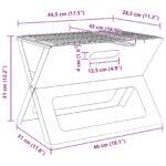 vidaXL Skladací gril na uhlie Čierny 46x30x31 cm Oceľ – Obrázok 11