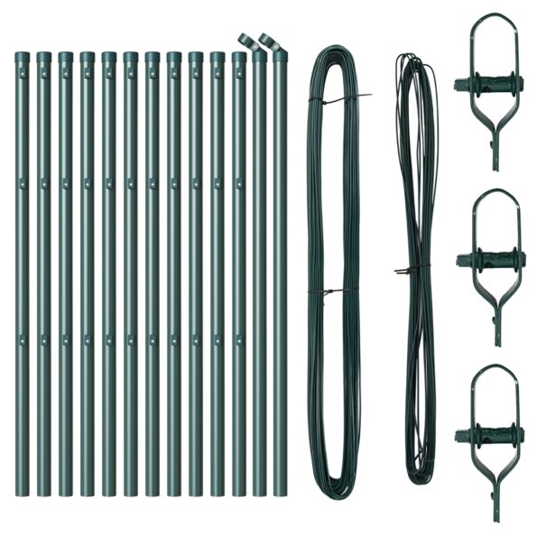 vidaXL Stĺpiky plotu 13 ks Zelené Ø32 mm 80 cm Pozinkovaná oceľ – Obrázok 3