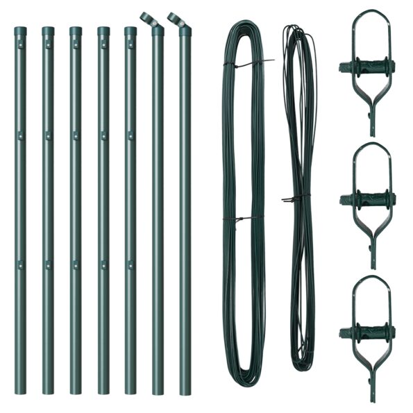 42004190_3.jpg vidaXL Plotové stĺpy 7 ks Zelené Ø32 mm 120 cm Pozinkovaná oceľ – Obrázok 3