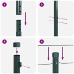 vidaXL Plotové stĺpy 7 ks Zelená Ø32 mm 150 cm Pozinkovaná oceľ – Obrázok 6