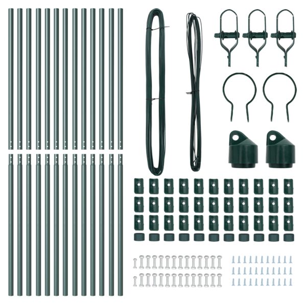 vidaXL Stĺp na plot. 13 pcs Zelená Oceľ – Obrázok 4