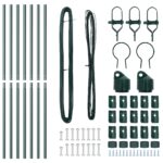 vidaXL Stĺpy plotu 7 kusov Zelená Ø32 mm 170 cm Pozinkovaná oceľ – Obrázok 4