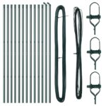 vidaXL Stĺpy plotu 13 ks Zelené Ø32 mm 200 cm Pozinkovaná oceľ – Obrázok 2