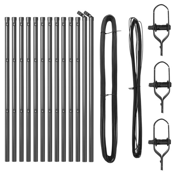 42004203_3.jpg vidaXL Plotové stĺpy 13 ks Šedé Ø32 mm 80 cm Pozinkovaná oceľ – Obrázok 3