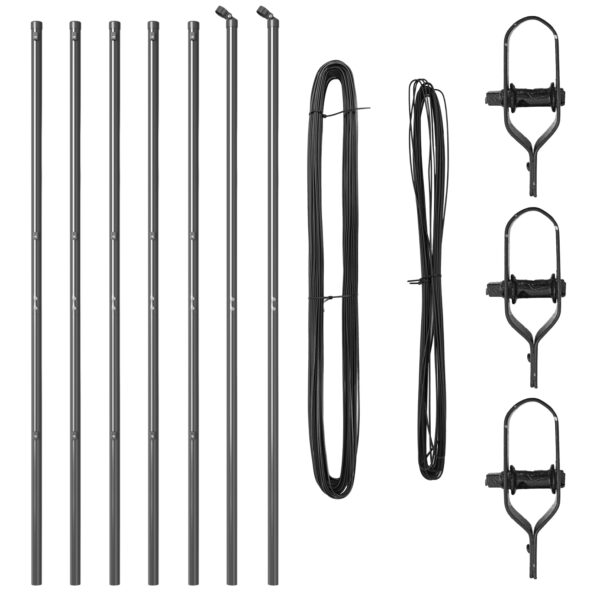 42004208_2.jpg vidaXL Stĺpiky plotu 7 kusov Šedé Ø32 mm 150 cm Pozinkovaná oceľ – Obrázok 2