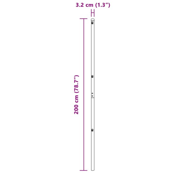 vidaXL Plotové stĺpy 7 ks Šedá Ø32 mm 200 cm Pozinkovaná oceľ – Obrázok 8